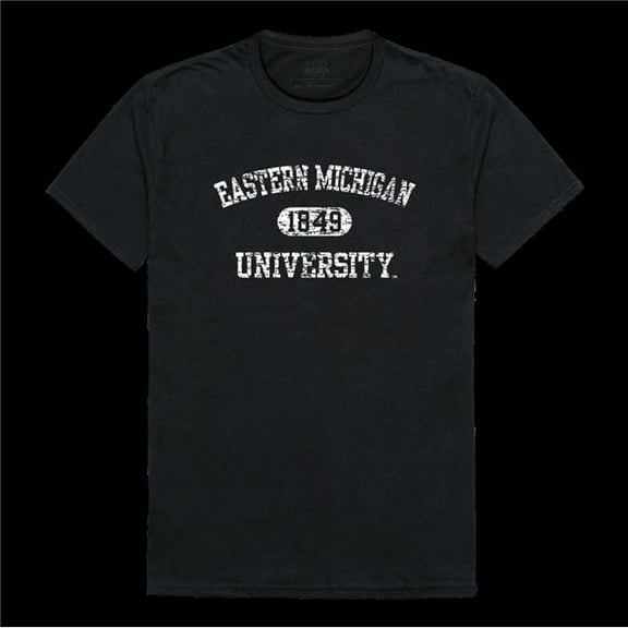 Eastern Michigan Universityn Eagles Distressed Arch College T-Shirt, Black - Extra Large