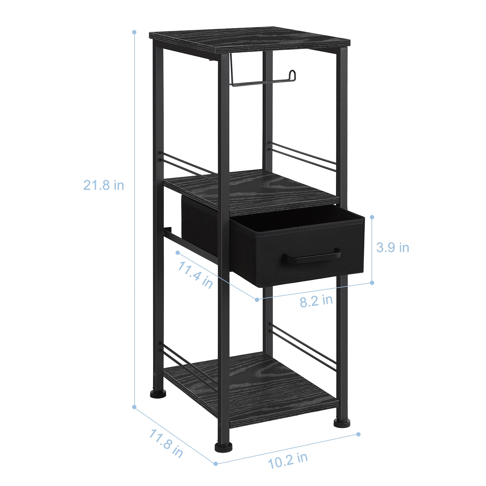 3-Tier Bathroom Storage Cabinet Tissue Holder Black