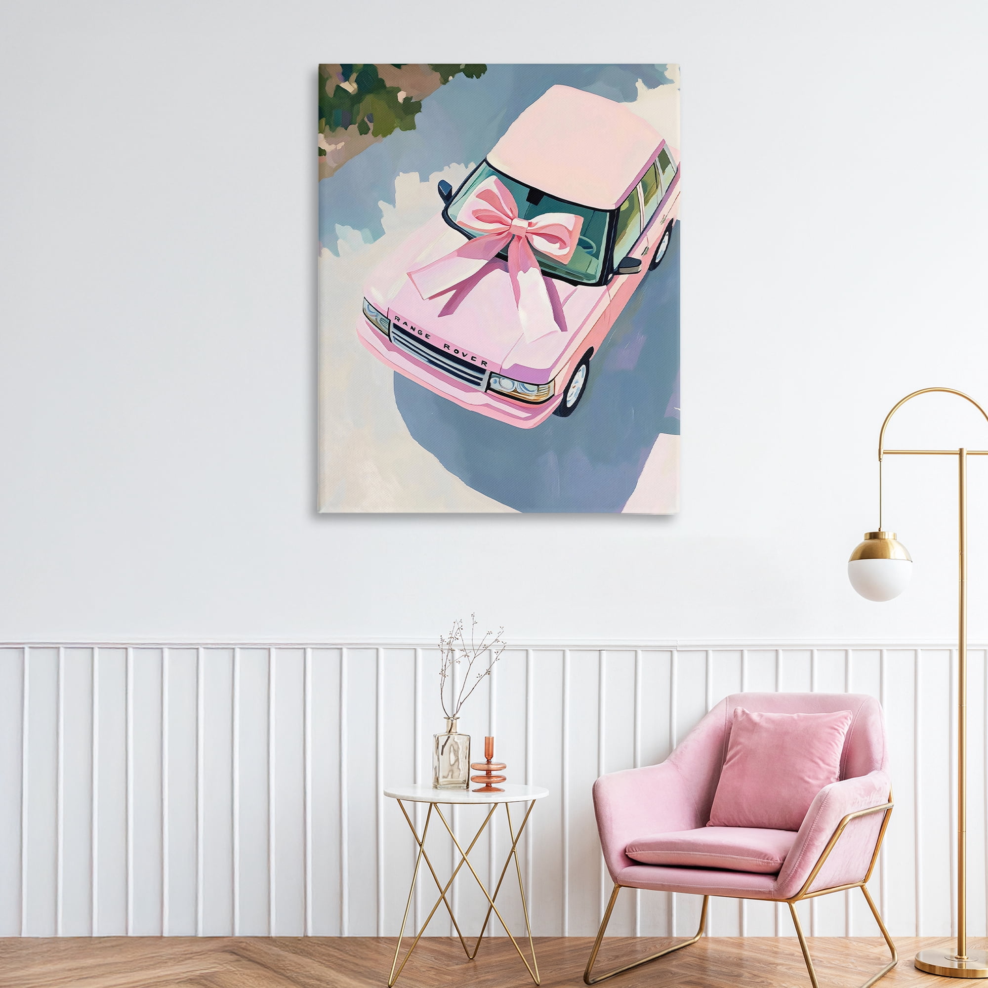 Stupell Industries Pink Luxury Rover with Ribbon Canvas Wall Art, design by The Prints Vibe