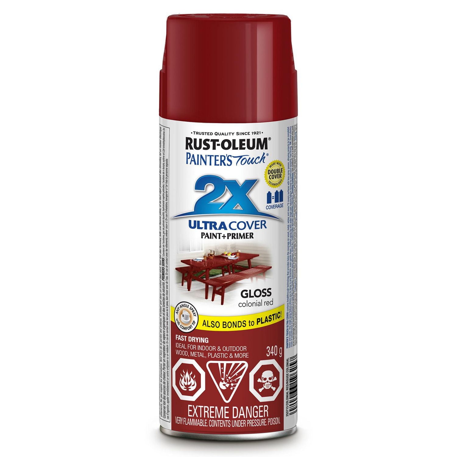 PAINTERS TOUCH 2X ULTRA COVER - ROUGE COLONIAL LUSTRE AÉROSOL ROUGE COLONIAL 340 g
