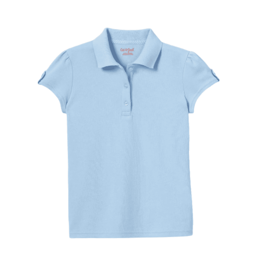 School Uniform Tommy Hilfiger Short Sleeve Interlock Peter Pan Collar Big Girls Polo Shirt