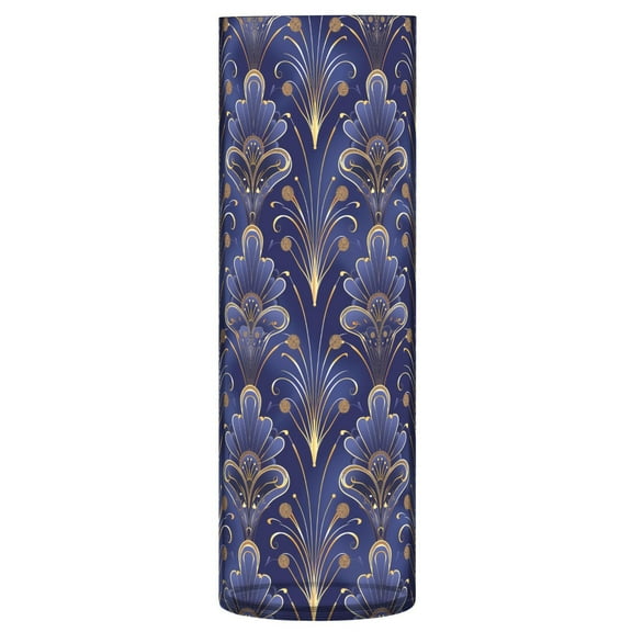 JSTEL Floral Royal Blue & Gold Damask Flower Vase Decorative Floreros for Home Decor Bedroom Living Room Office Table Shelf Bathroom