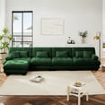 thumbnail image 2 of 173.2" Oversized Couch, 4 Seater Modular Sectional Sofa, Green Large L Shaped Sectional Couches for Living Room, Fluffy Chenille Fabric Cloud Couch with Ottoman, Deep Seat Sofas, 2 of 14