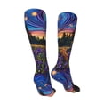 thumbnail image 3 of Xecao Galactic Night Over Meadow Print Calf Socks Seamless Toe, Knee High Long Socks, Sports Socks Trouser Socks for Women and Men-One Size, 3 of 8