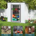 thumbnail image 4 of HOGYME 6 x 4 ft. Outdoor Storage Shed Metal Tool House with Sliding Double Doors, 2 Vents for Garden Backyard Patio, White & Gray, 4 of 15