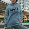 thumbnail image 2 of Howdy, Short for How Do Ye, Hello or Greeting Expression, Groovy Retro Wavy Text Merch Gift, Light Blue Hooded Sweatshirt or Hoodie, Medium, 2 of 5