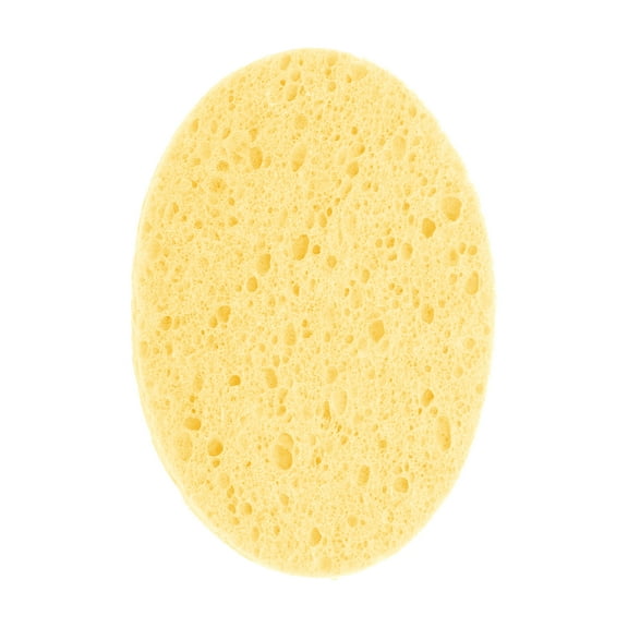 Unique Bargains 1 Pc Reusable Facial Sponges Oval for Removing Dirt 4.33"x3.15"x0.31" Yellow