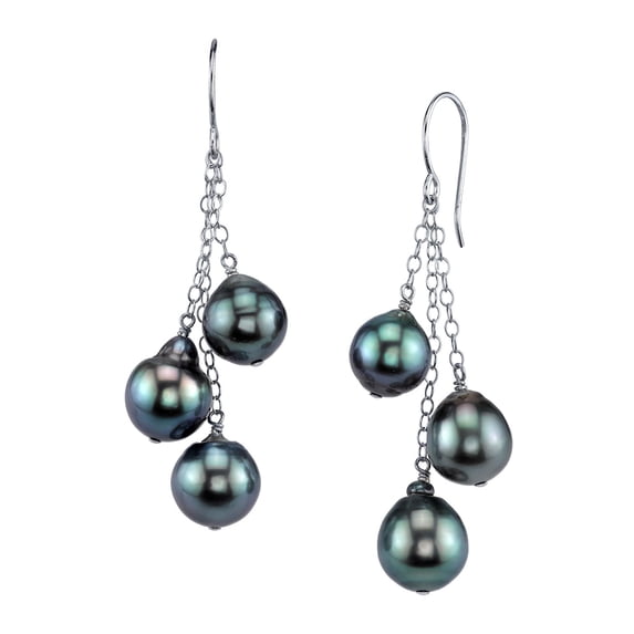 Tahitian South Sea Cultured Drop Pearl Cluster Earrings