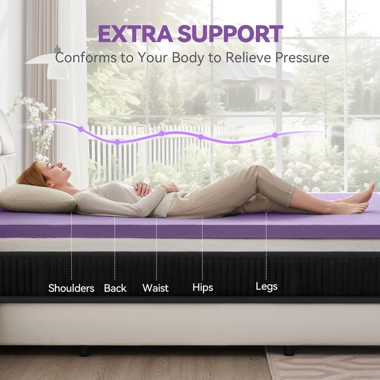 Bdeus 2 Inch Gel Memory Foam Mattress Topper, Twin, Purple photo 3