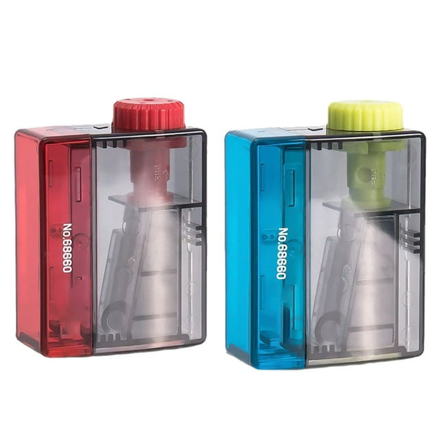 Dsseng 1 Pack Office Sharpener Colored Manual Small Sharpeners Hand Held Portable Handheld Sharpener with Cover (Red and Blue Random)