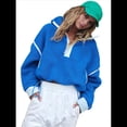 thumbnail image 2 of Suéter de Media Cremallera para Mujer, Sudadera Suave de Gran Tamaño con Bolsillos, Suéter Cálido Azul L, 2 of 10