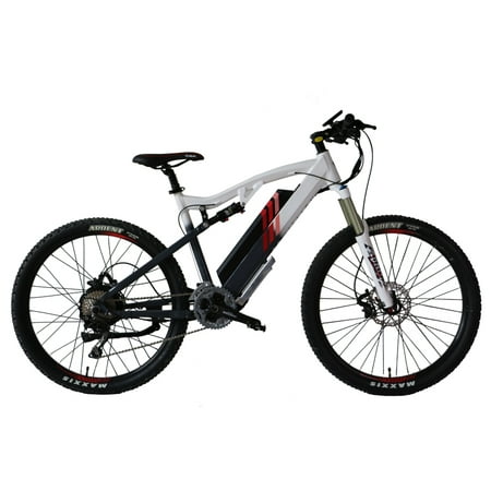 High speed Class 3 electric mountain bike. 750W 48V 28mph ebike. Dual suspension pedal assist and throttle electric