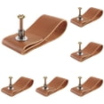 thumbnail image 2 of Tiroirs pour Commode Cuir de Vachette Marron Tiroirs d'Armoire pour Remplacement de Boutons Traditionnels, 1*Poignée de Tiroir*12 Liquidation, 2 of 9