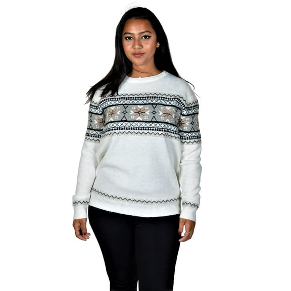 RWB Womens Round Neck Pullover Sweater Off White Large