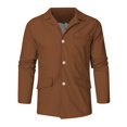 thumbnail image 2 of Camisas De Vestir Para Hombre 5xl Camisa de algodón de color sólido informal de moda para hombre Solapa suelta Manga larga Ocio Transpirable Todo superior con botón (Brown, XXL), 2 of 5