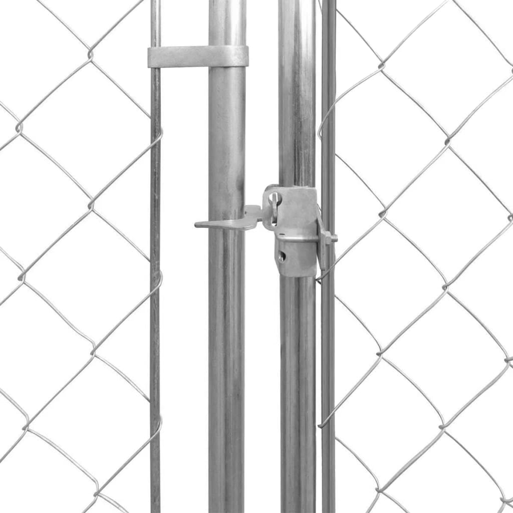 vidaXL 2-Door 31.2' Steel Outdoor Pet Kennel for Dogs with Lock
