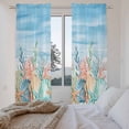 thumbnail image 3 of Summer Nautical Kitchen Curtain for Berdoom Living Room Cafe 72 Inch Length, Coastal Beach Starfish Coral Shell Blue Tiers Curtains Light Filtering Drapes Window Treatment 2 Panels 52"Wx72"L, 3 of 8