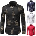 thumbnail image 3 of Mens Button Up Long Sleeve Bronzing Tops Plain Slim Fit Stretch Dress Shirts, 3 of 6