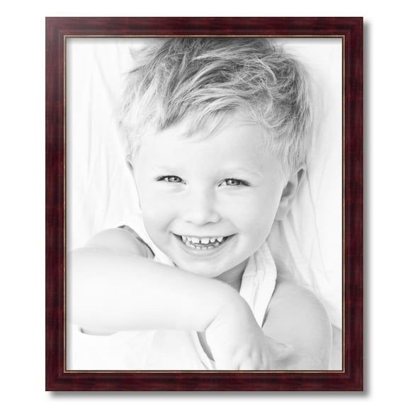 ArtToFrames 20" x 24" Cherry Stain with Gold Beads Picture Frame, 20x24 inch Red Wood Poster Frame (WOM-4140)