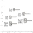 thumbnail image 4 of 925 Sterling Silver Polished White CZ Post Earrings Set, 4 of 5