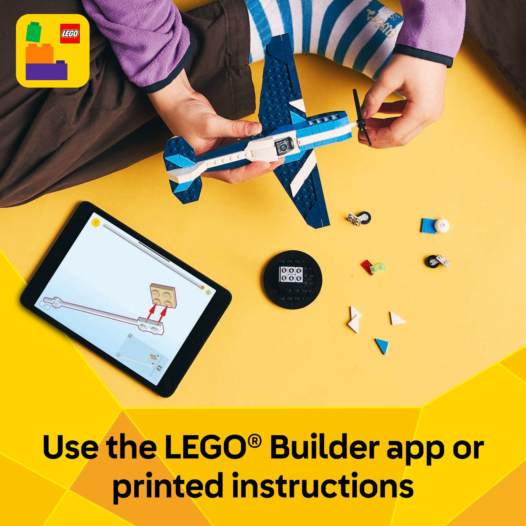 LEGO Creator 3in1 Aircraft Race Plane Toys - Building Toys W/ 3 Building Options, Airplane, Fighter Jet, or Helicopter - Gift Ideas for Kids, Boys & Girls, Ages 7+ - 31160