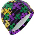 thumbnail image 1 of FYBTO Swimming Cap Colorful Fleur De Lis Mardi Gras Adult FYBTO Polyester, 1 of 4