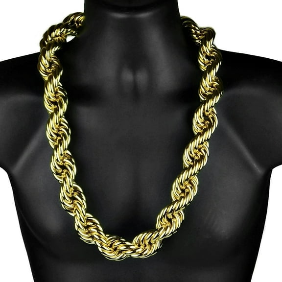 Huge Mens 14k Gold Plated Chain Hollow Rope 30MM Wide x 30" Inch Hip Hop Dookie Big Rapper Necklace