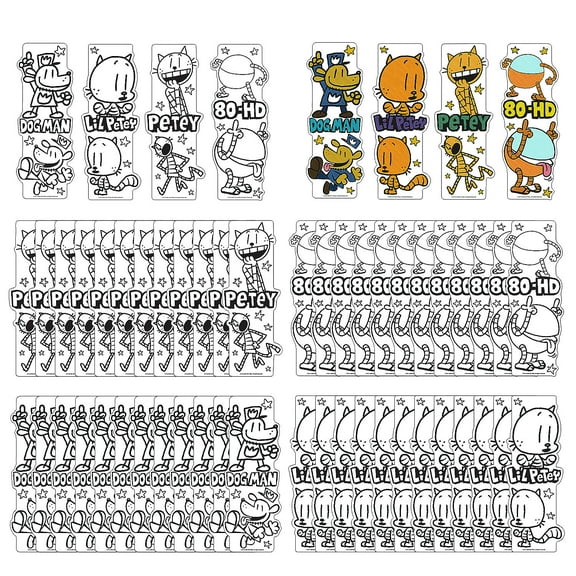 2 3/4" x 7" Bulk 48 pieces Color Your Own Dog Man Character Bookmarks