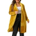 thumbnail image 4 of Agnes Orinda Women's Plus Size Long Cardigan Open Front Velvet Blazer Jackets 2X Gold, 4 of 6