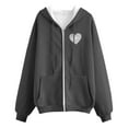 thumbnail image 3 of MuXi Women's Zip Up Hoodie Long Sleeve Casual Pullover Winter Warm Sweatshirt with Drawstring Pocket Print Design (Grey,XL), 3 of 3