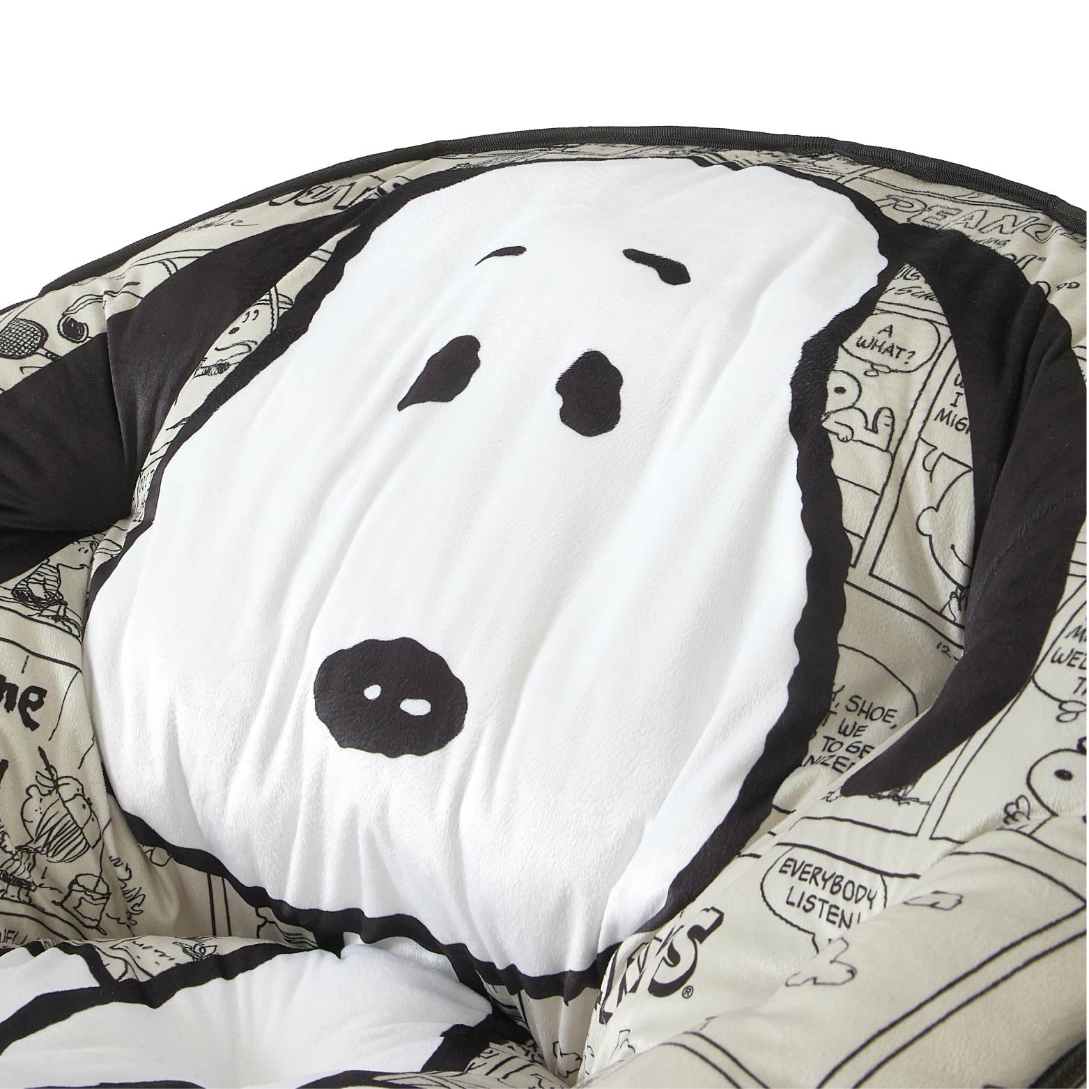 Snoopy Folding Saucer Chair for Teens and Adults, Black and White