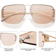 thumbnail image 5 of Trendy Aviator Sunglasses Mens Womens Retro Metal Rimless Frame Shades Lentes De Sol Para Mujer SJ1192-(Brown), 5 of 5