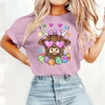 thumbnail image 2 of Easter Day Shirt Women Short Sleeve Cute Summer Tops Eggs Rabbit Printed Graphic Base Tee Crewneck Tshirts (S, Pink), 2 of 5