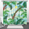 thumbnail image 1 of Tropical Paradise Shower Curtain - Trees, Waterfall & Reptiles - Exotic Bathroom Decor, 1 of 4