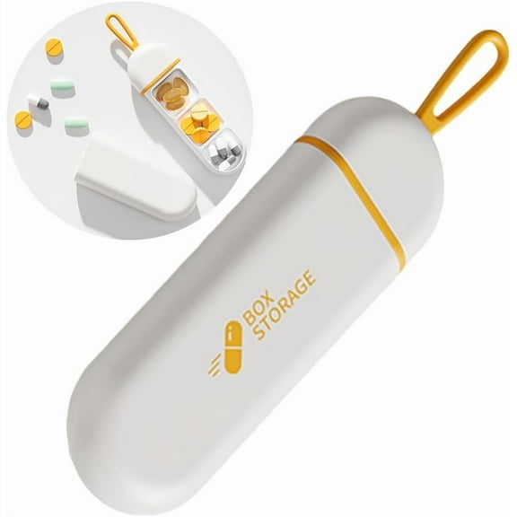 Travel Pill Organizer,Mini Daily Pill Container Portable Pill Case Box to Hold Medicine Vitamin Supplement Fish Oil Box, Small Travel Pill Pocket Storage Box (Orange)