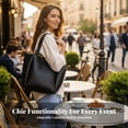 thumbnail image 3 of Rushawy Large Tote Bag Spacious Interior Faux Leather Tote Bag Fashionable Handbag for Moms, Shopping, Travel, School, 3 of 5
