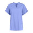 thumbnail image 5 of Tshirts Women Trendy Women's Summer Tops V Neck Short Sleeve Shirts Loose Flowing Tunics, 5 of 9