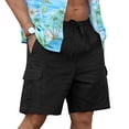 thumbnail image 1 of Mens Linen Shorts Casual Solid Color Elastic Waist Straight Knee Length Shorts Breathable Beach Shorts, 1 of 9