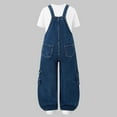 thumbnail image 6 of Fesfesfes Girls Fashion Adjustable Straps Wide Leg Denim Overalls and Metal Buttons Cute Casual Jumpsuit for Teen Youth Kids(Blue#1,8-9 Years), 6 of 8