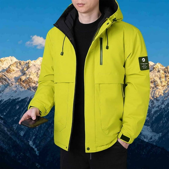 Donemore Men's Winter Warm Thickened Hooded Cotton Coat Loose Fit Windbreaker Jacket Casual Polyester Pockets Cold Weather
