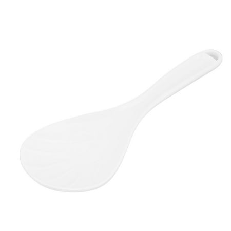 - 20cm Length White Plastic Reusable Rice Scoop Spoon Stripe Paddle