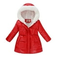 thumbnail image 4 of newwalpole Girls Winter Coats Hooded Sherpa Lined Lightweight Jacket Thick Warm Puffy Waterproof Windproof Cotton Shiny Jackets Red for Size 11-12 Years, 4 of 6