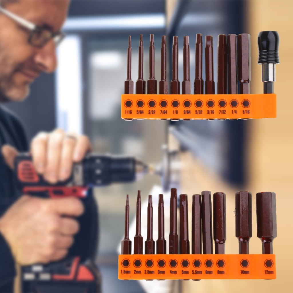 Geemin 23 Piece Hex Head Impact Drill Bit Set Magnetic Screwdriver Bits Metric English
