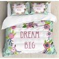 thumbnail image 1 of Saying Duvet Cover Set King Size, Simple Dream Big Text in Floral Wreath, Decorative 3 Piece Bedding Set with 2 Pillow Shams, Almond Green Dried Rose and Multicolor, by Ambesonne, 1 of 3