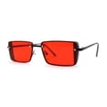 thumbnail image 1 of SA106 Mens Rimless Luxury Square Rectangle Ornate Metal Rim Sunglasses Black Red, 1 of 4