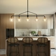 thumbnail image 2 of Auffel Dining Room Light Fixtures over Table 39 Inch Linear Chandeliers for Dining Room,Balck and Gold 5-Light Pendant Lights Kitchen Island,Seeded Glass Globe Lampshade, 2 of 14