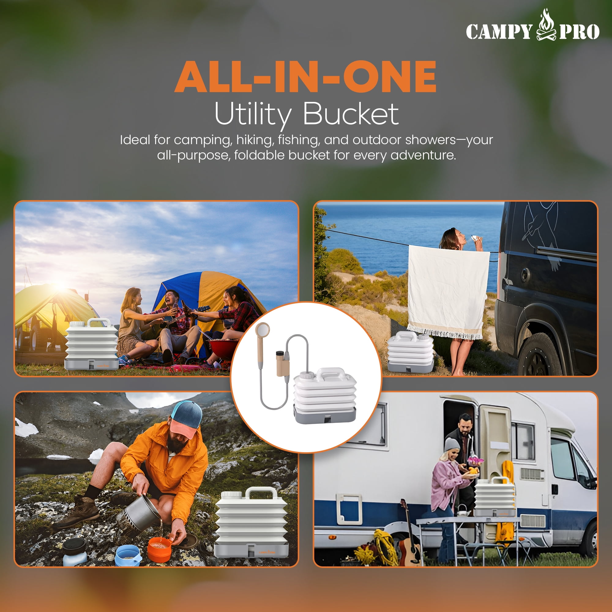 Campy Pro Collapsible Water Container 10L (2.6 Gal) – Foldable Portable Jug for Camping, Hiking, Fishing, RV, Outdoor, Emergency & Travel