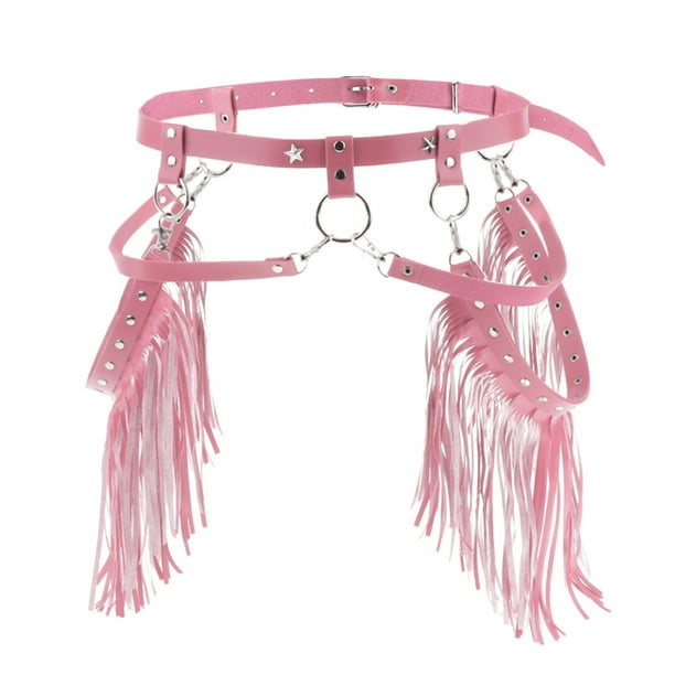 Cadena de Cuerpo de Cinturón Punk Zulema con Borla de Metal Rosado