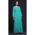 thumbnail image 3 of Bimba Robe Longue Décontractée d'Été en Mousseline de Soie Imprimé Feuilles de Pacanier pour Femmes - Petite, 3 of 5