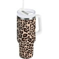 thumbnail image 1 of Gobelet 40 oz avec Poignée Couvercle et Paille Gobelet Isolé en Acier Inoxydable Tasse d'Eau Bouteille Réutilisable Porte-Gobelet Imprimé Léopard Marron, 1 of 6